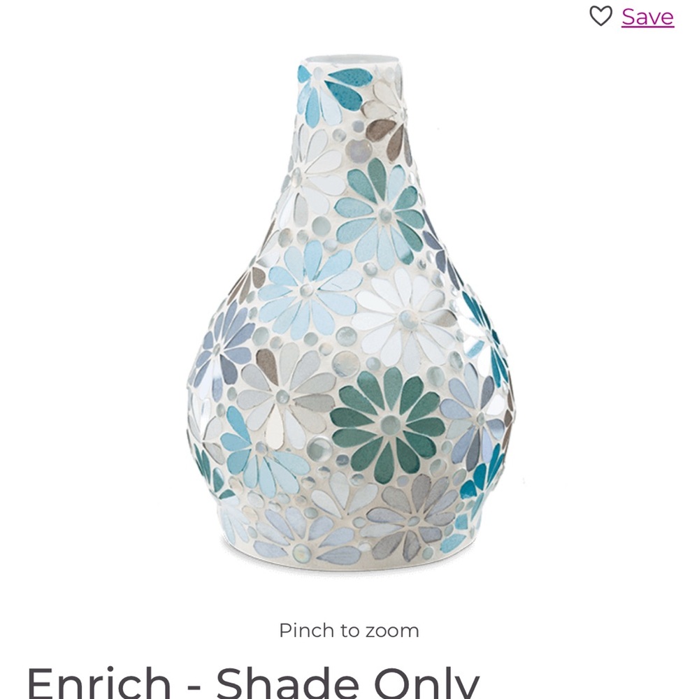 Scentsy Floral Mosaic Vase - Blue, Green, Cream